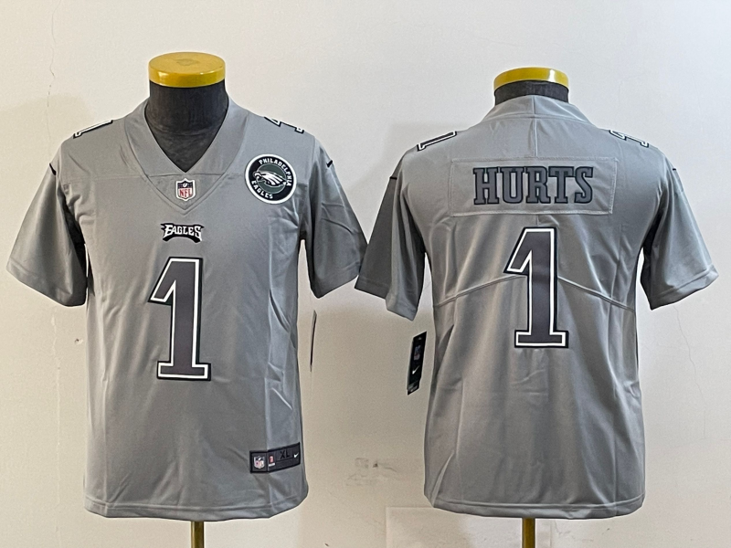 Youth 2025 Philadelphia Eagles #1 Hurts grey Nike NFL jersey style 8